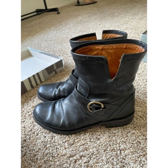 Black Ankle Boots with Buckle Detail - Picture 1 of 8
